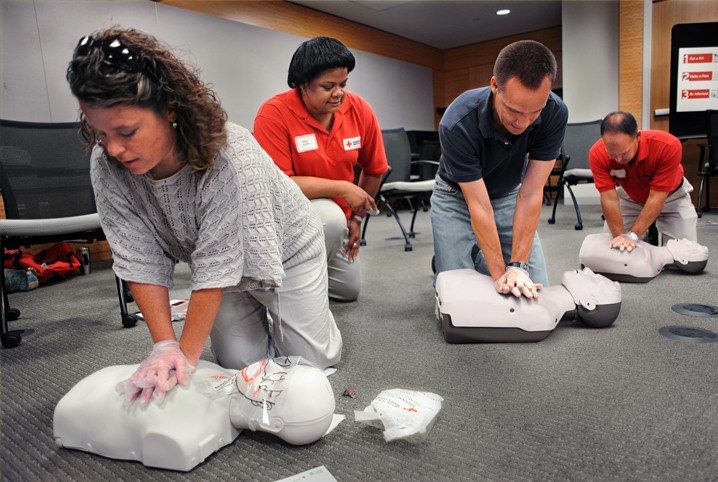 people taking a cpr class from a trainer