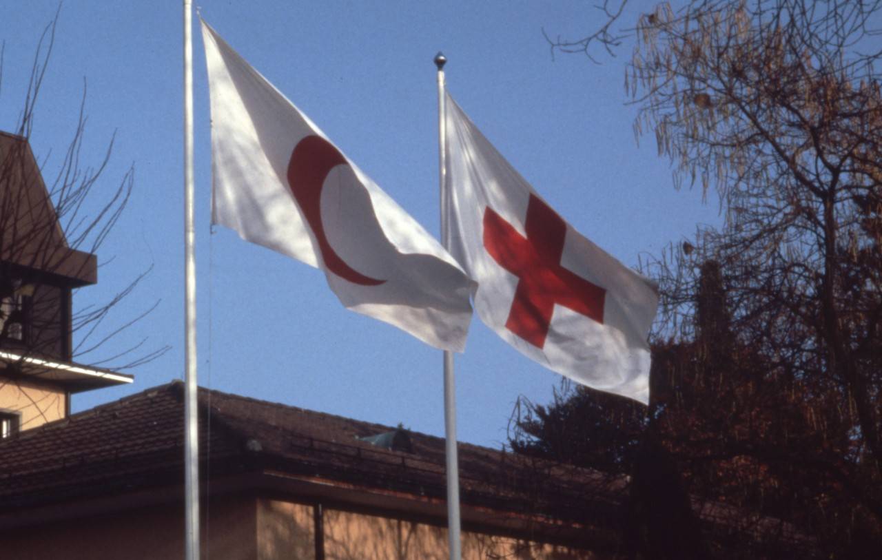 Red Cross and Red Crescent flags