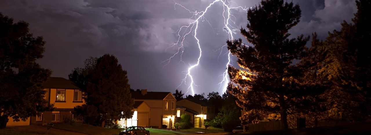 lightning coming down from a stormcloud