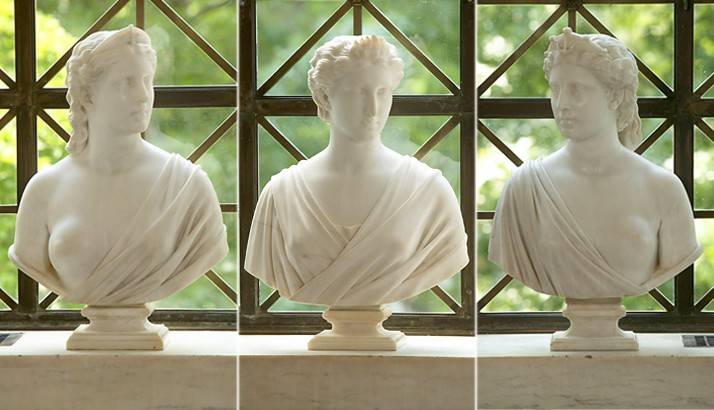 Busts of Faith, Charity, and Hope by Hiram Powers