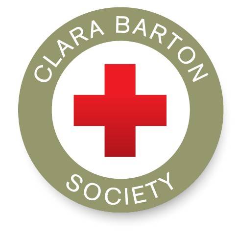 Lapel pin with American Red Cross logo, surrounded by the text Clara Barton Society